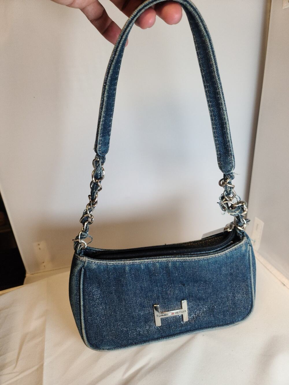 Tommy Hilfiger VTG Y2K Demin Shoulder Bag Logo 90s